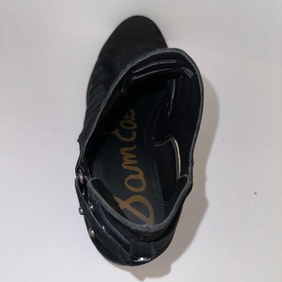 SAM EDELMAN | Black Suede "Pierson" Woven Cut Out Ankle Booties | Women's 8 1/2 - Picture 6 of 8